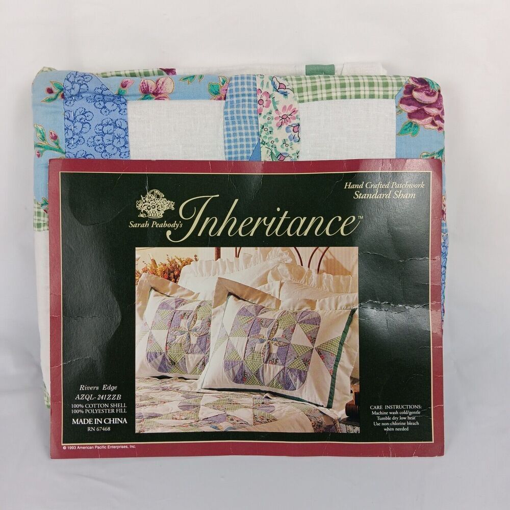 90's Sarah Peabody's Inheritance Standard Sham Hand Quilted Rivers Edge Cotton